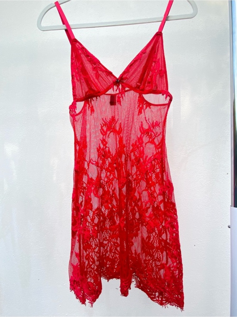 Rachel Roy Red Sheer Lace Chemise Size Medium